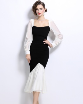 Splice France style dress knitted long dress for women