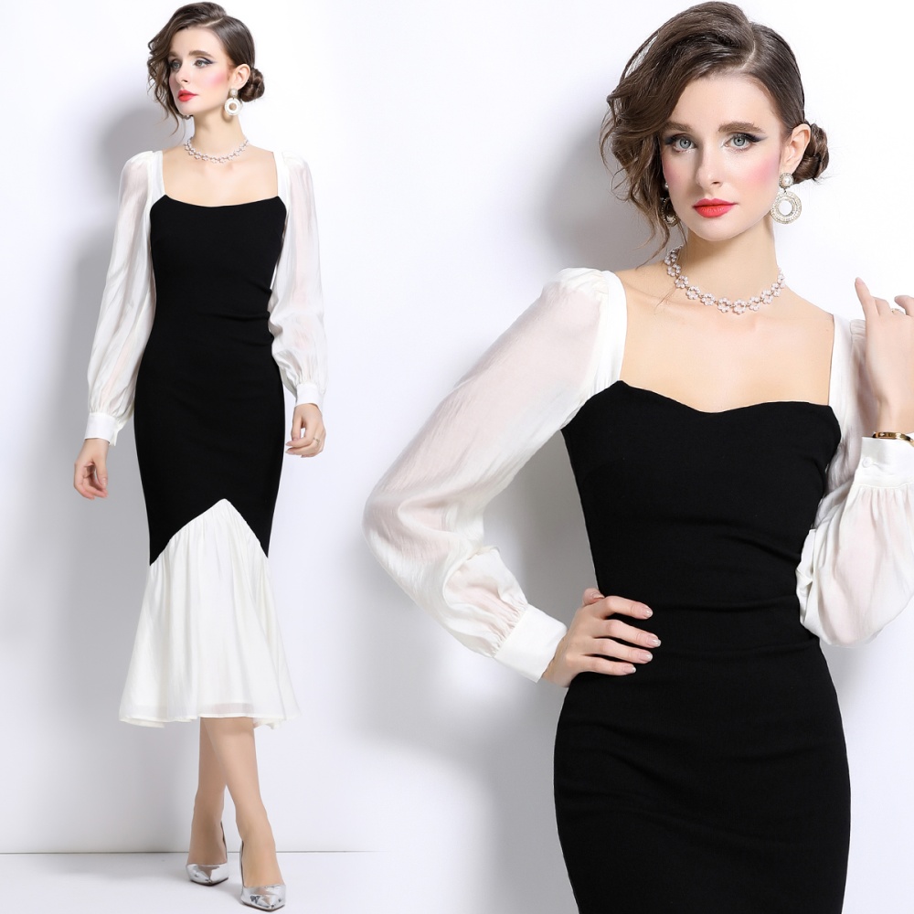 Splice France style dress knitted long dress for women