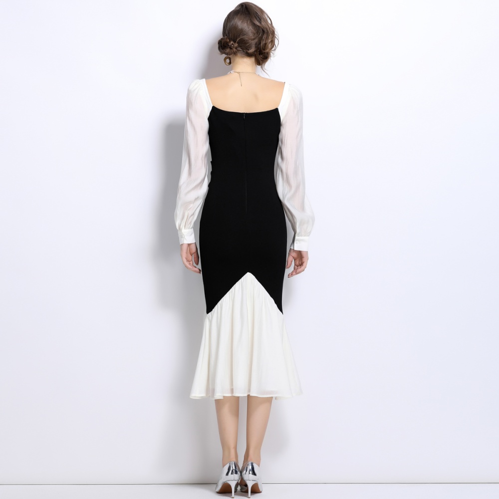 Splice France style dress knitted long dress for women