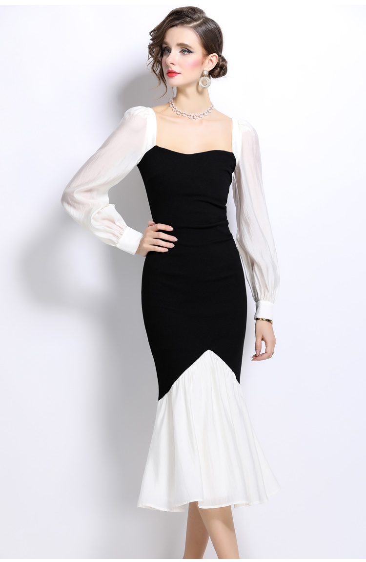 Splice France style dress knitted long dress for women