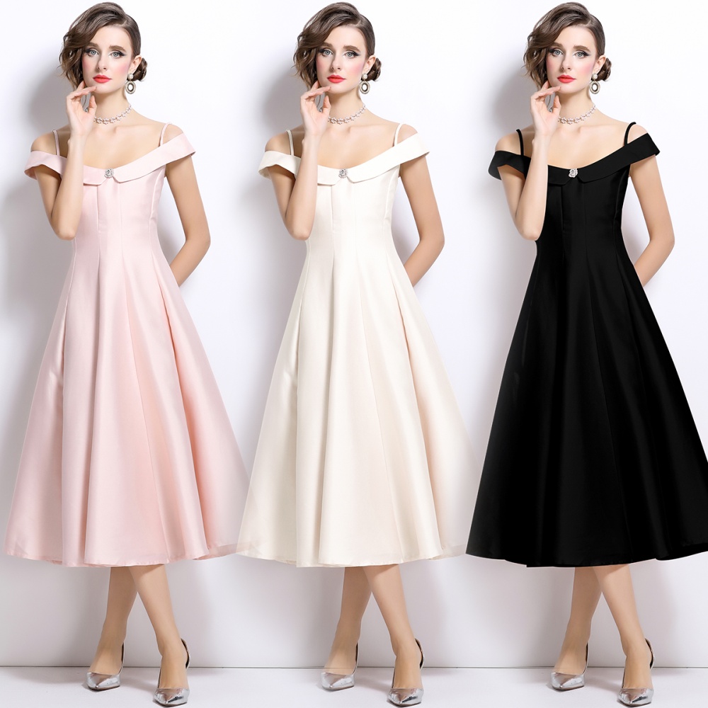 Temperament pinched waist sling dress for women