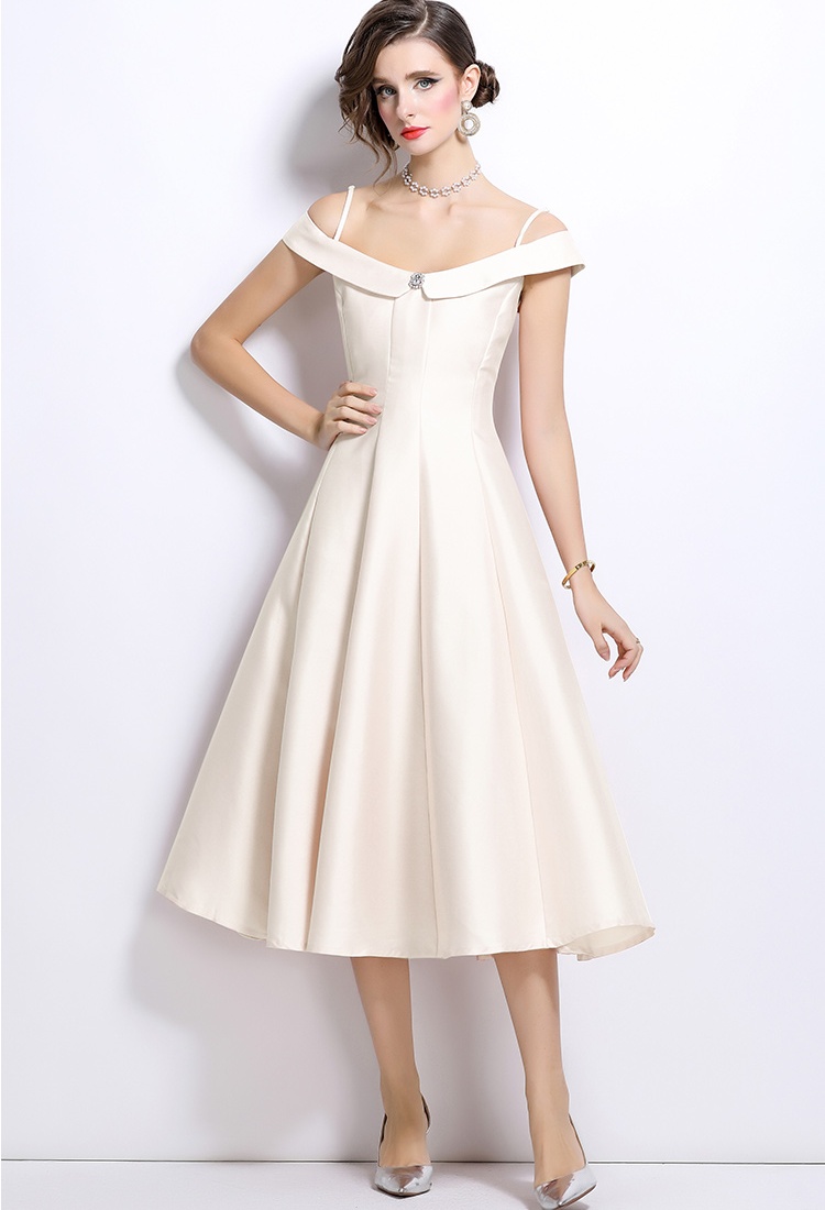 Temperament pinched waist sling dress for women