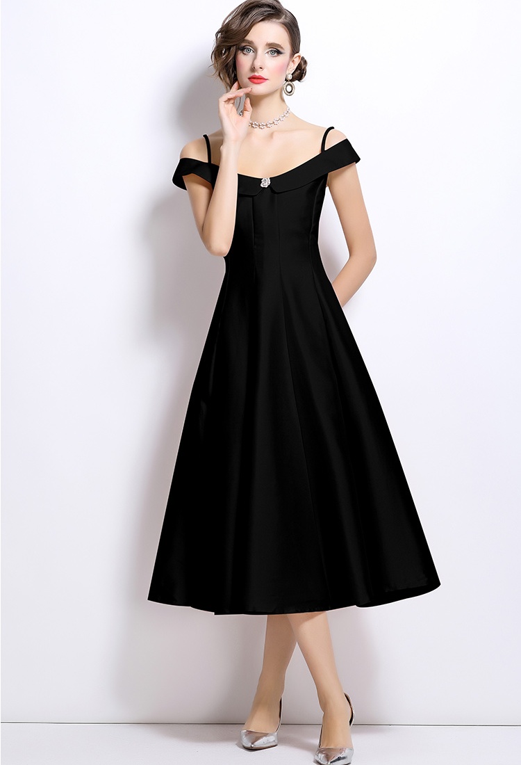 Temperament pinched waist sling dress for women