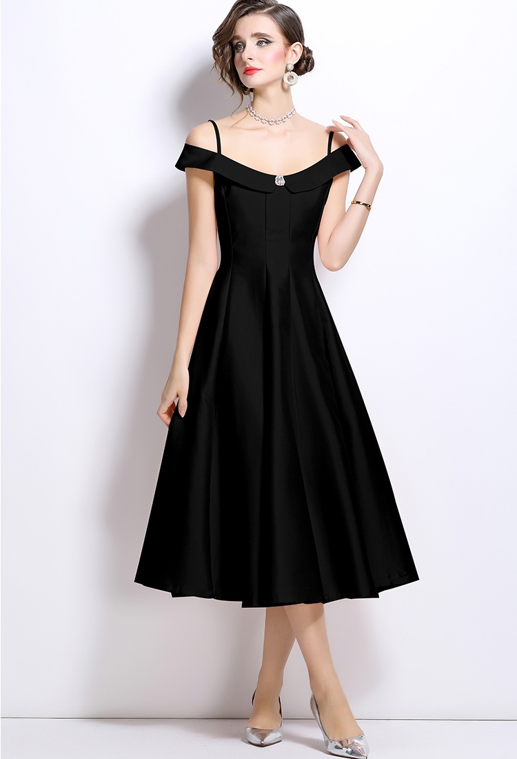 Temperament pinched waist sling dress for women