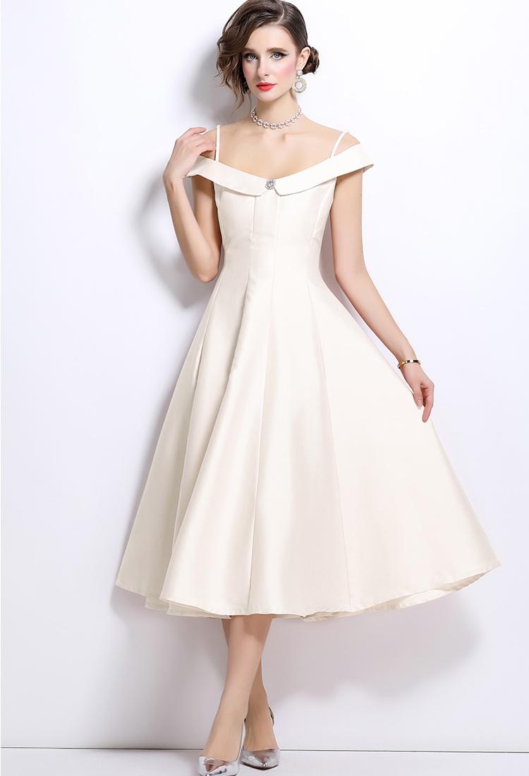 Temperament pinched waist sling dress for women