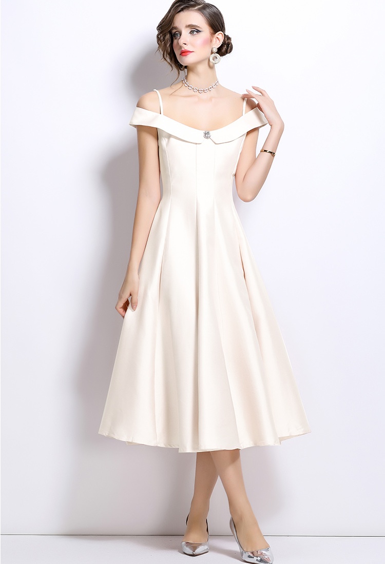 Temperament pinched waist sling dress for women