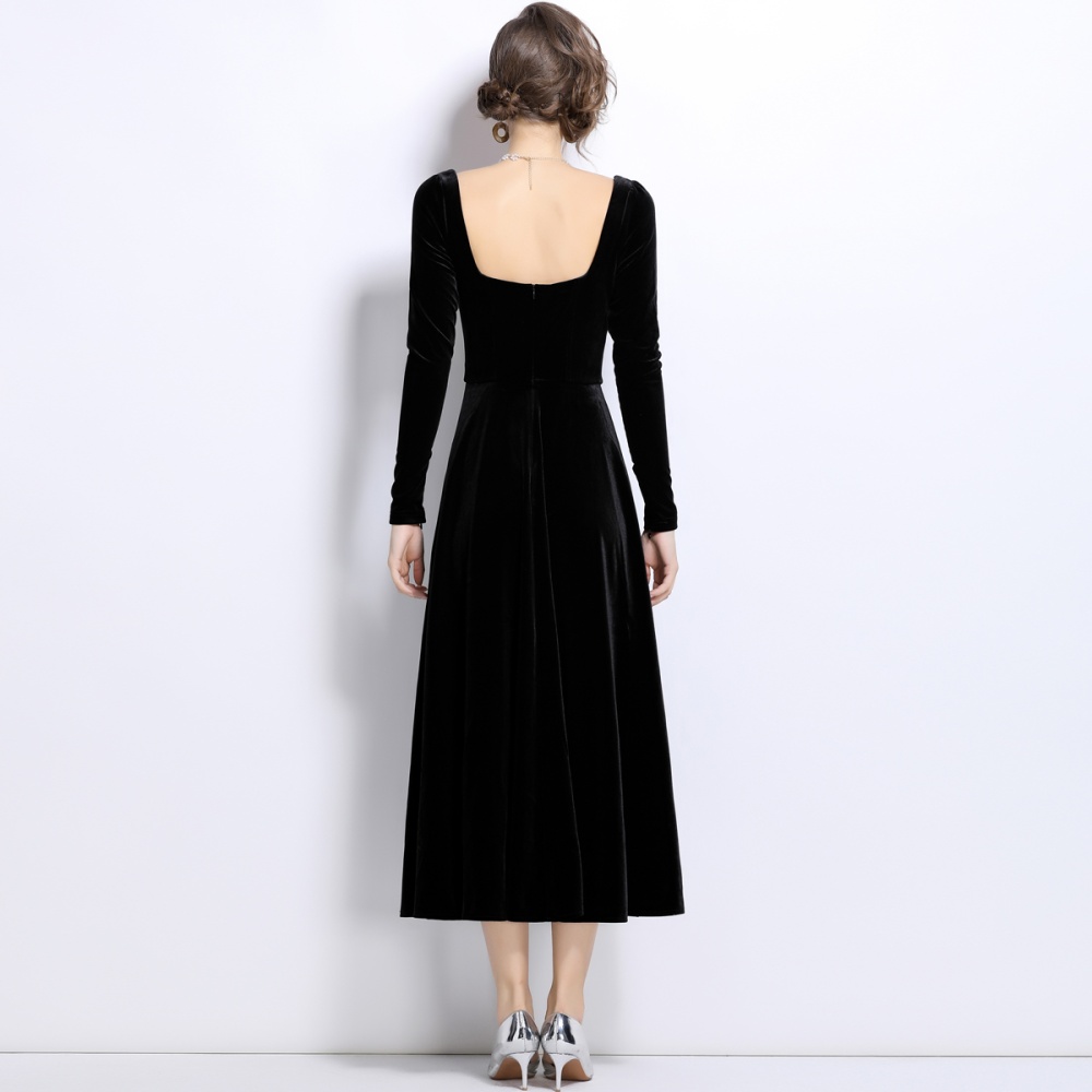 Drape long dress France style diamond dress for women