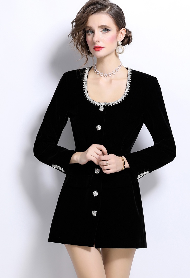 Temperament long sleeve jacket chanelstyle dress