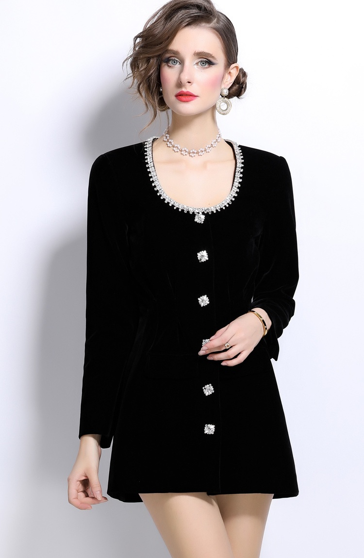 Temperament long sleeve jacket chanelstyle dress