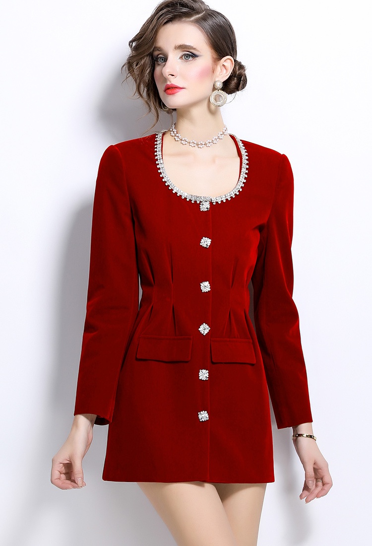 Temperament long sleeve jacket chanelstyle dress