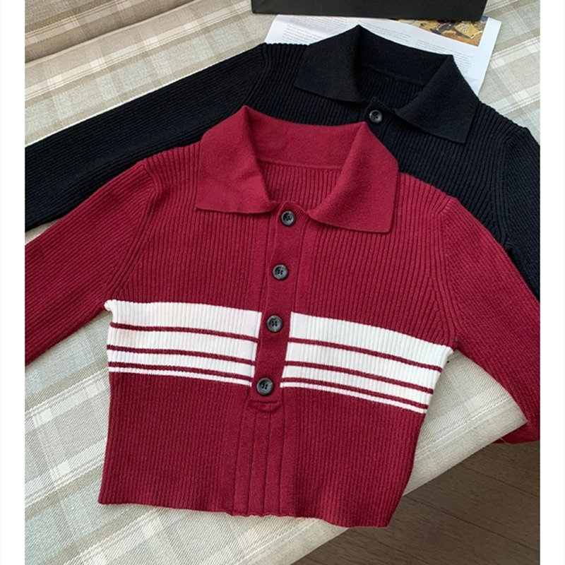 Retro short tops college style autumn sweater for women