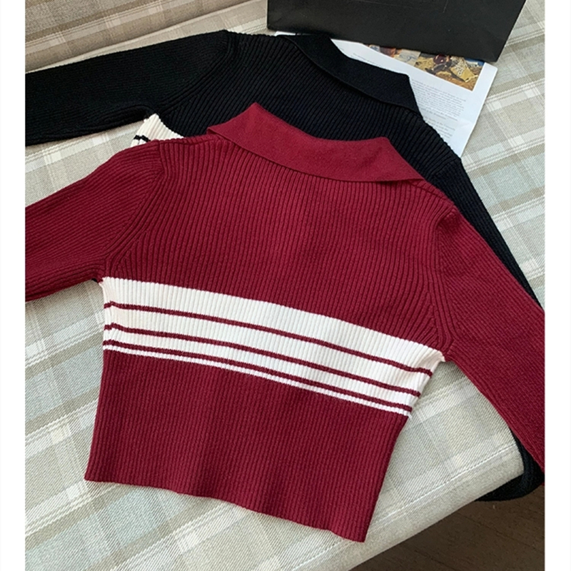 Retro short tops college style autumn sweater for women