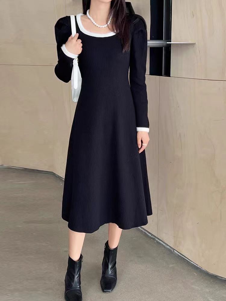 Slim knitted long dress inside the ride dress for women