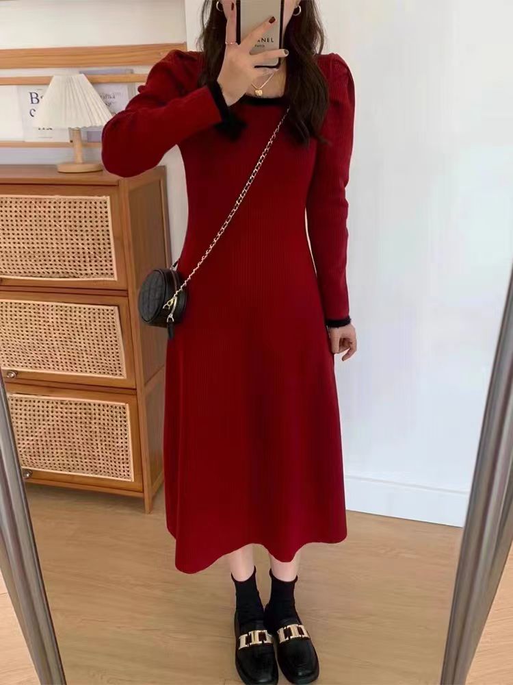 Slim knitted long dress inside the ride dress for women