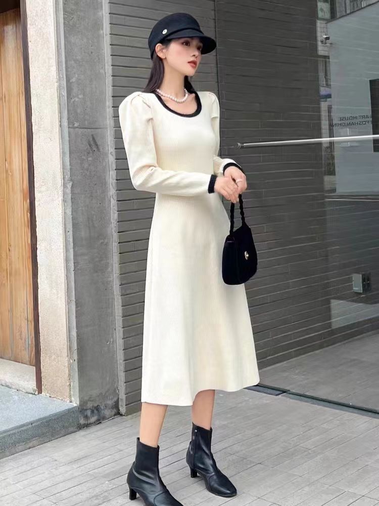 Slim knitted long dress inside the ride dress for women