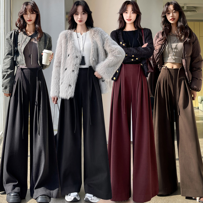 Loose straight wide leg pants bandage pants for women