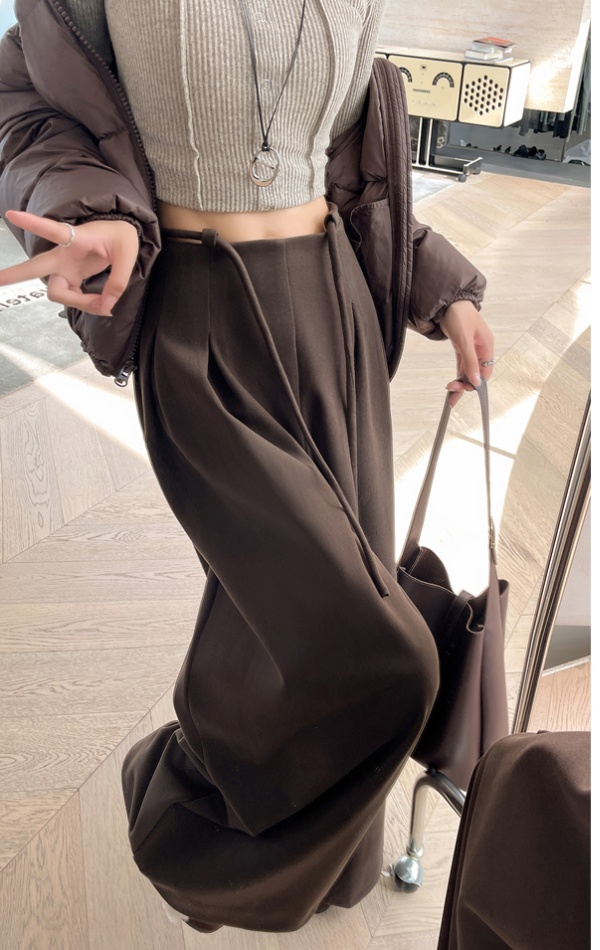 Loose straight wide leg pants bandage pants for women