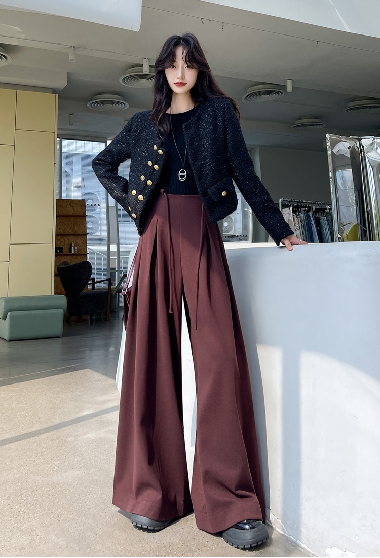 Loose straight wide leg pants bandage pants for women