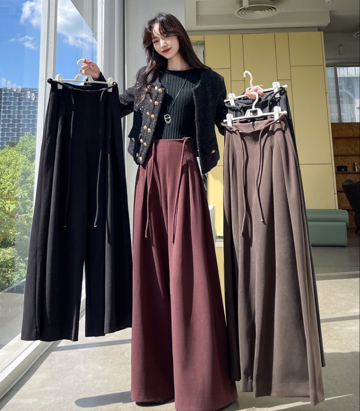 Loose straight wide leg pants bandage pants for women