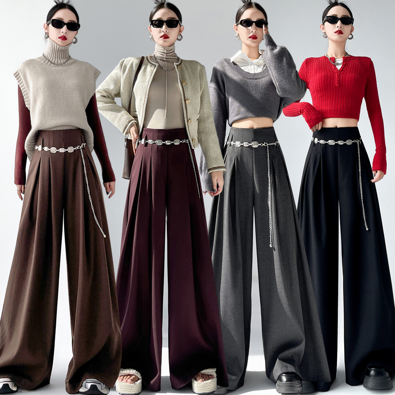 High waist business suit wide leg pants for women