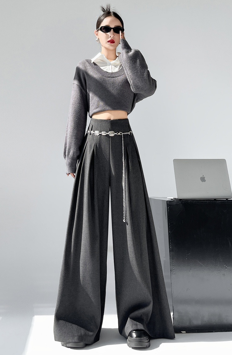 High waist business suit wide leg pants for women