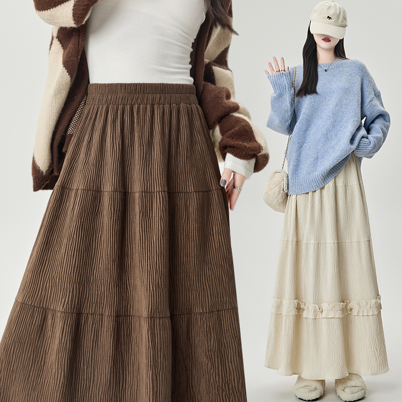 Splice A-line autumn and winter long skirt for women