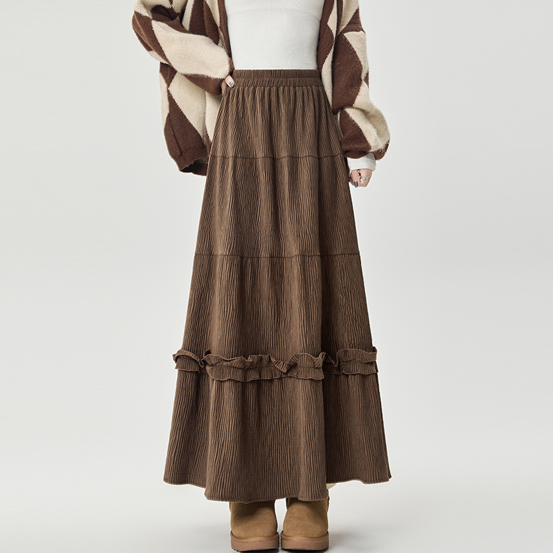 Splice A-line autumn and winter long skirt for women