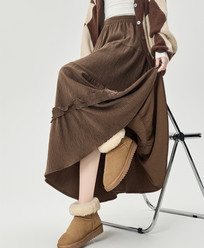 Splice A-line autumn and winter long skirt for women