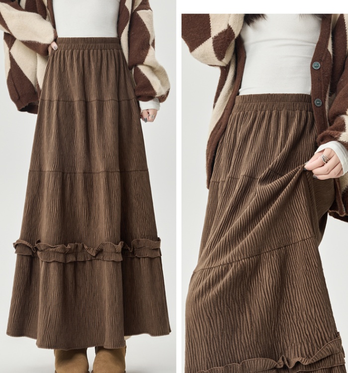 Splice A-line autumn and winter long skirt for women