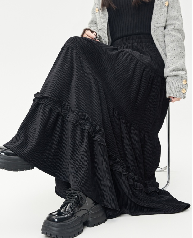 Splice A-line autumn and winter long skirt for women