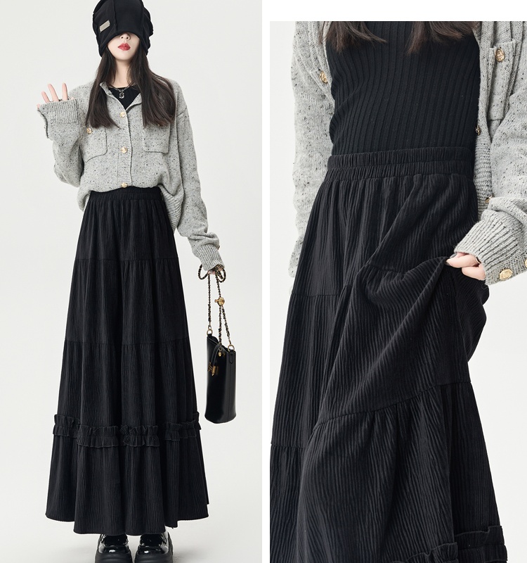 Splice A-line autumn and winter long skirt for women