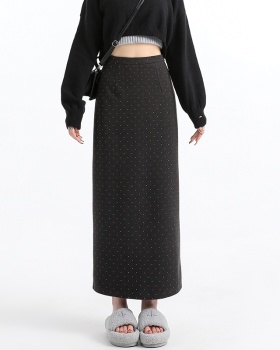 Autumn and winter polka dot long dress slim skirt