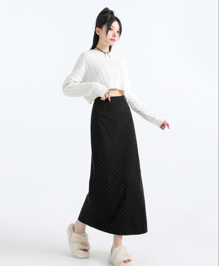 Autumn and winter polka dot long dress slim skirt