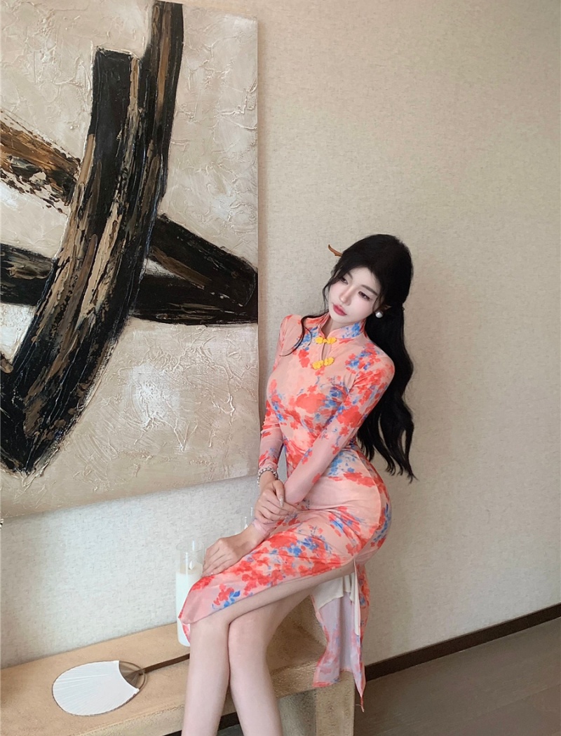 Special modern cheongsam elegant perform dress for women