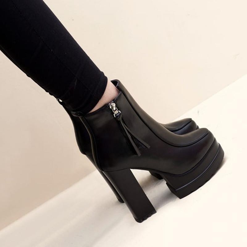 Thick crust thick short boots high-heeled fashion platform