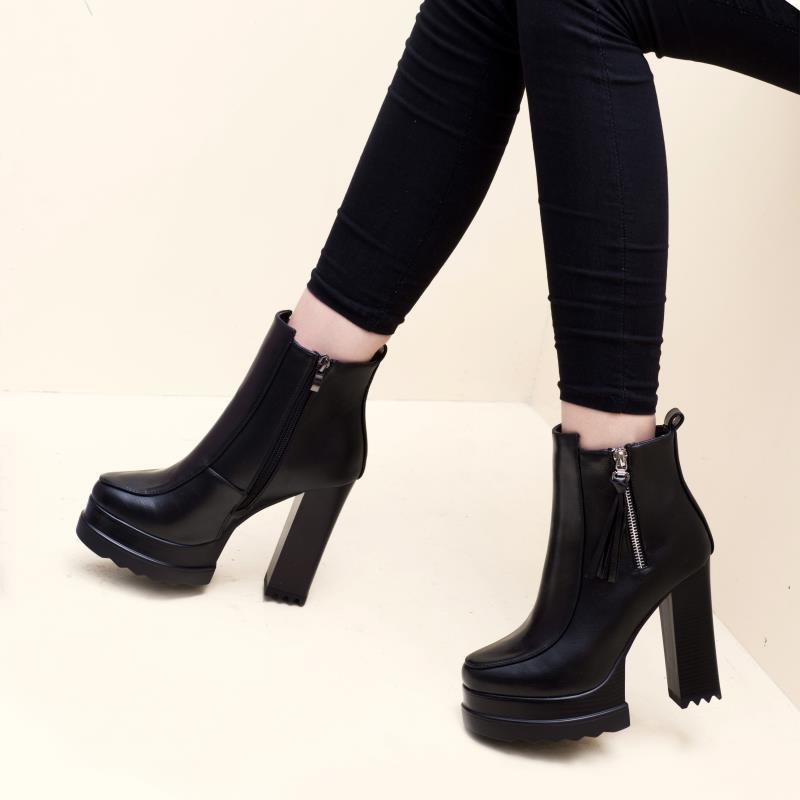 Thick crust thick short boots high-heeled fashion platform