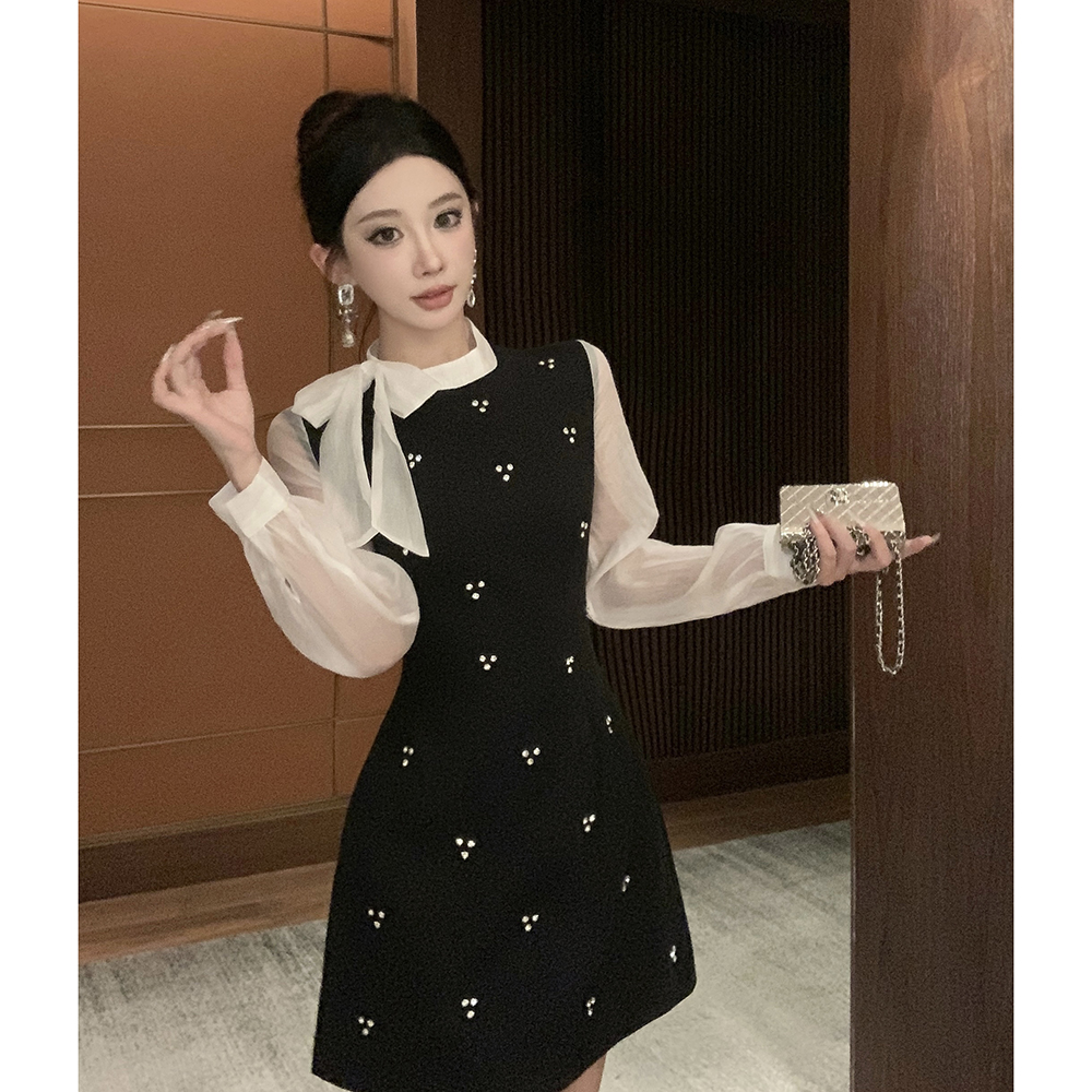 Ladies rhinestone niche light luxury temperament dress