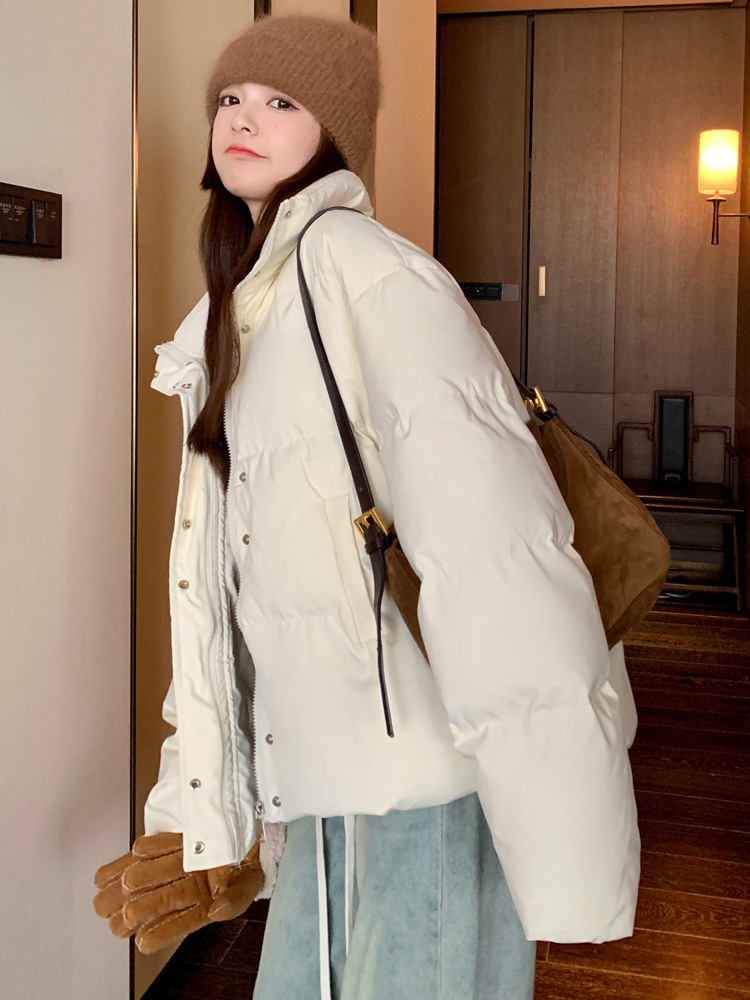 Korean style white winter short down cotton coat