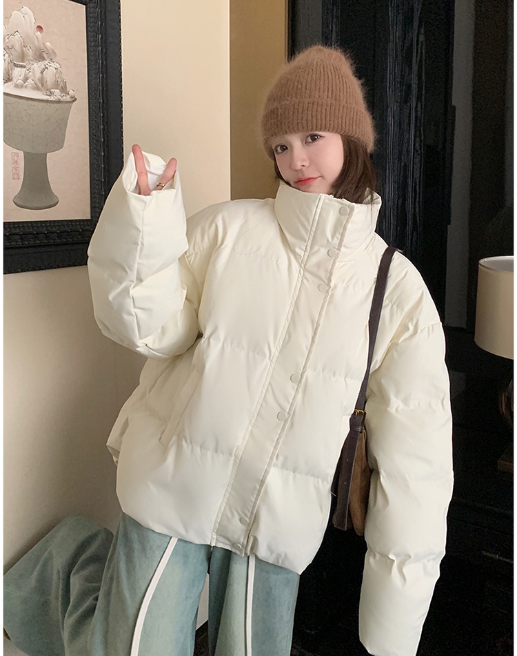 Korean style white winter short down cotton coat