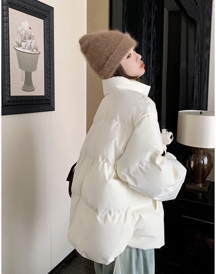 Korean style white winter short down cotton coat