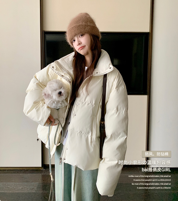 Korean style white winter short down cotton coat