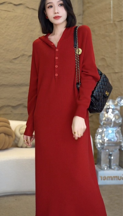 Autumn and winter dress bottoming long dress for women