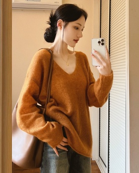 Korean style sweater V-neck tops for women