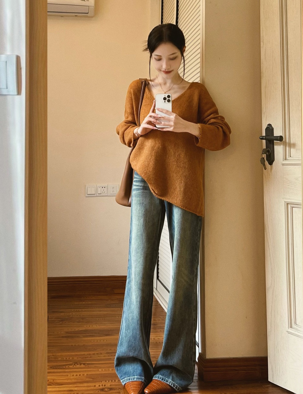 Korean style sweater V-neck tops for women