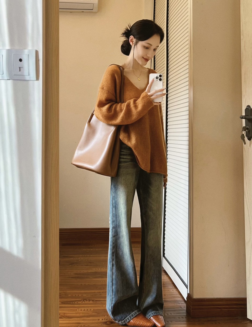 Korean style sweater V-neck tops for women