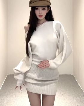 Fashion knitted high waist Casual show young dress