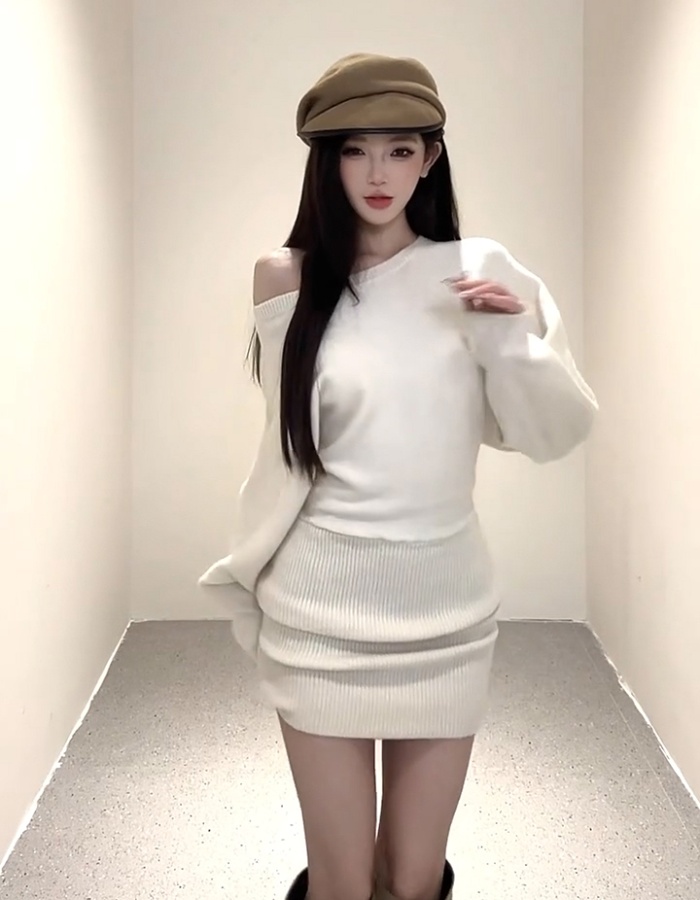 Fashion knitted high waist Casual show young dress