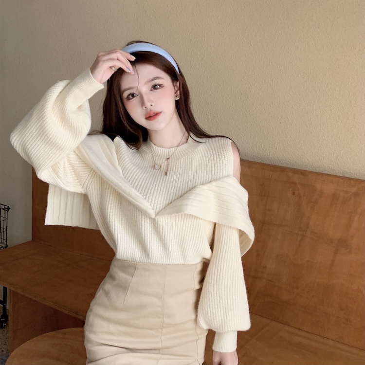 Autumn and winter niche sweater strapless bottoming shirt