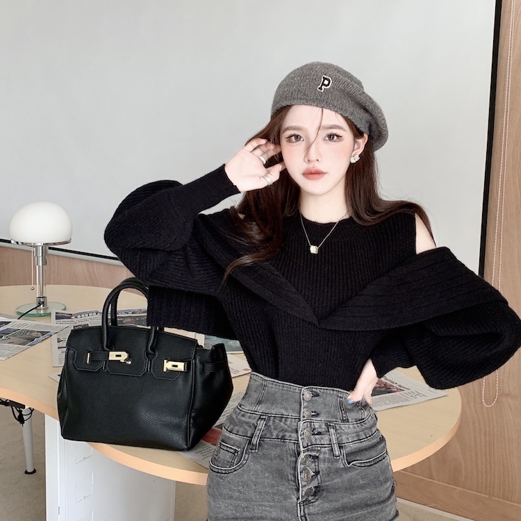 Autumn and winter niche sweater strapless bottoming shirt