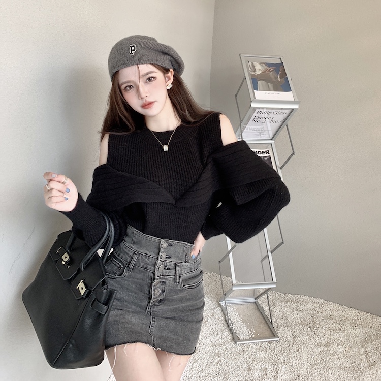 Autumn and winter niche sweater strapless bottoming shirt